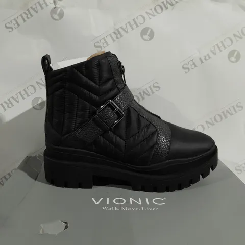 BOXED PAIR OF VIONIC JANARA ANKLE BOOTS IN BLACK - SIZE 6.5