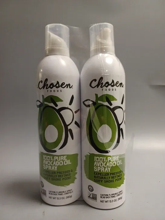 2 X CHOSEN FOODS 100% PURE AVOCADO OIL SPRAY - 2 X 383G 