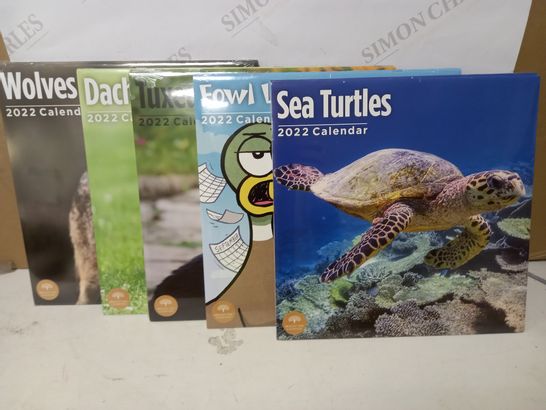 LOT OF 10 ASSORTED CALENDERS - 2022 TO INCLUDESEA TURTLES, FOWL LANGUAGE, WOLVES, ETC