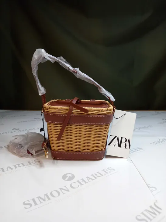 ZARA BOX WICKER BAG WITH OVER SHOULDER STRAP