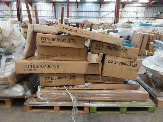 PALLET OF ASSORTED FURNITURE PARTS INCLUDING MOSTLY TABLE PARTS