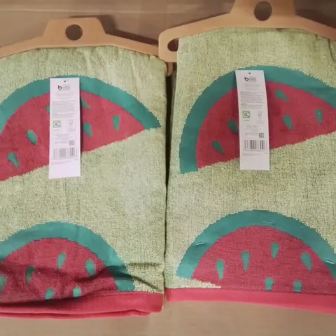 LOT OF 6 BRAND NEW WATERMELON THEMED BATH TOWELS - 79CM X 152CM