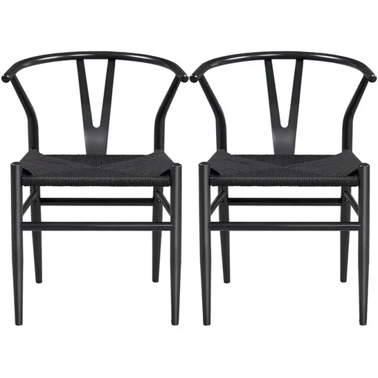 BOXED SET OF 2 ALAMEA MODERN WEAVE ARM CHAIRS BLACK (1 BOX)