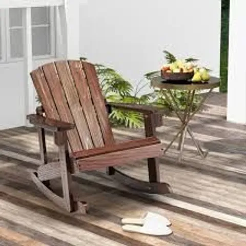 BOXED PATIO ADIRONDACK ROCKING CHAIR WITH HIGH BACKREST - COFFEE