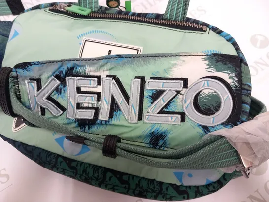 KENZO PARIS GREEN BLUE TIGER NYLON LEATHER CROSSBODY BUMBAG