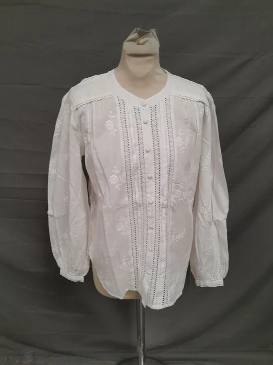 NOBODY'S CHILD FERN BLOUSE IN WHITE SIZE 8