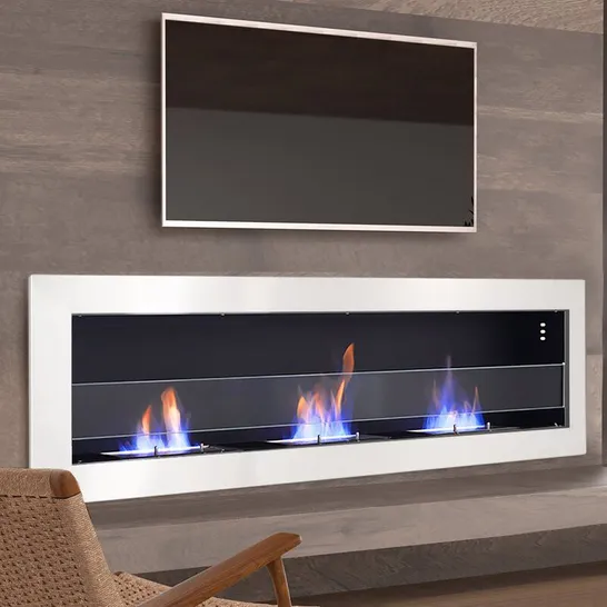 BOXED BELAND 120cm WALL MOUNTED BIO ETHANOL FIRE SUITE - WHITE