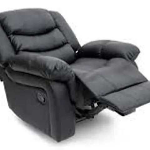 BOXED DESIGNER ELECTRIC LEATHER RECLINER CHAIR IN BLACK (2 BOXES)