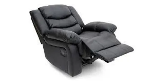 BOXED DESIGNER ELECTRIC LEATHER RECLINER CHAIR IN BLACK (2 BOXES)