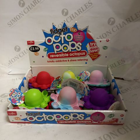 BOX OF 24 FIDGET POP REVERSIBLE "OCTO-POPS" IN VARIOUS COLOUR COMBINATIONS - BRAND NEW