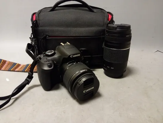 CANON EOS 1300D DIGITAL SLR WITH CANON ZOOM LENS 75-300MM & CARRY CASE