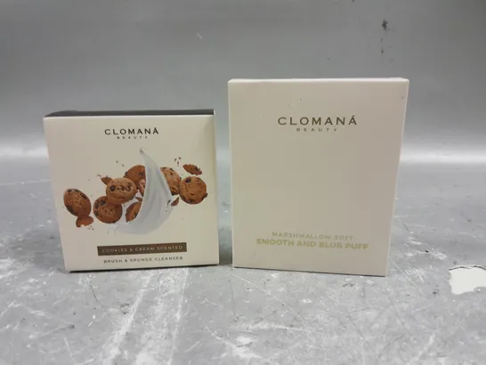 CLOMANA BEAUTY BRUSH AND SPONGE CLEANSER AND SMOOTH AND BLUR PUFF