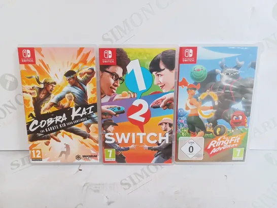 SET OF 3 NINTENDO SWITCH GAMES TO INCUDE - COBRA KAI - 1 2 SWITCH - RINGFIT ADVENTURE 