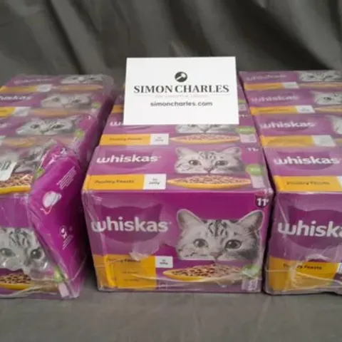 LOT OF 12 12-POUCH PACKS OF WHISKAS CAT FOOD - POULTRY FEASTS