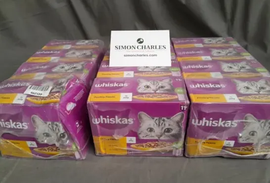 LOT OF 12 12-POUCH PACKS OF WHISKAS CAT FOOD - POULTRY FEASTS