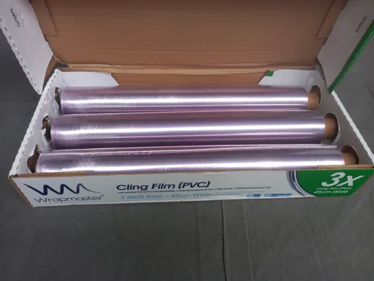 BOXED 3 ROLLS OF CATERING CLING FILM 
