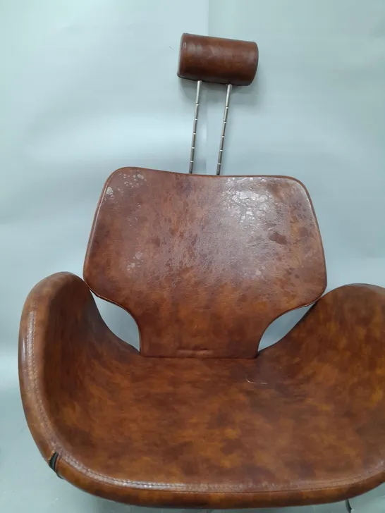 VINTAGE BARBER CHAIR IN BROWN - COLLECTION ONLY