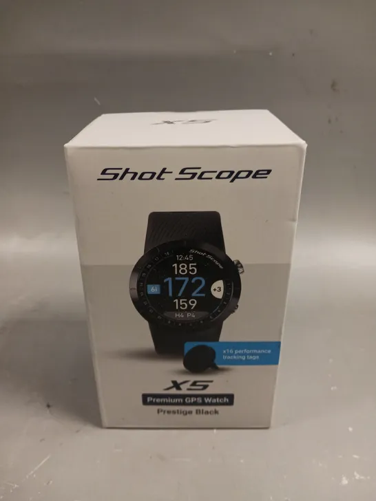 BOXED SEALED SHOT SCOPE X5 PREMIUM GPS WATCH IN PRESTIGE BLACK 