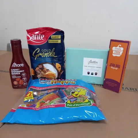 APPROXIMATELY 20 FOOD AND DRINK ITEMS TO INCLUDE HARIBO SWEETS, CEREAL AND SEASONING