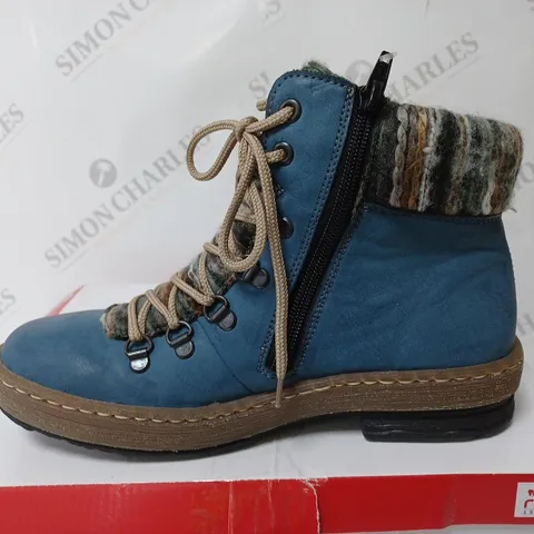 RIEKER LIGHT BLUE LACE UP ANKLE BOOTS - SIZE 4