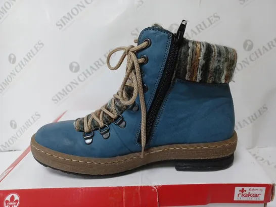 RIEKER LIGHT BLUE LACE UP ANKLE BOOTS - SIZE 4