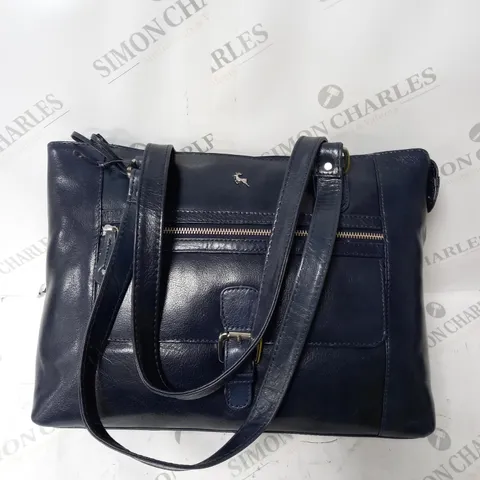 ASHWOOD GENUINE LEATHER HAND BAG - BLUE.