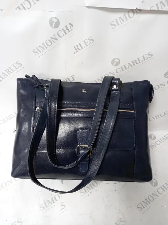 ASHWOOD GENUINE LEATHER HAND BAG - BLUE.