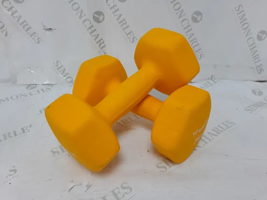 PAIR OF YELLOW METIS 7kg DUMBELLS