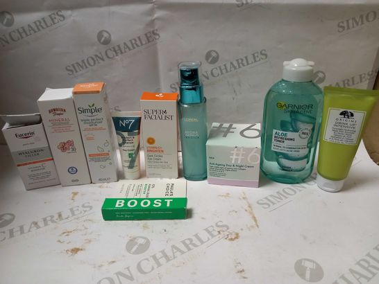 LOT OF APPROX 10 ASSORTED SKINCARE ITEMS TO INCLUDE ORIGINS OVERNIGHT MASK, VITAMIN C BOOSTER, ALOE TONER, ETC