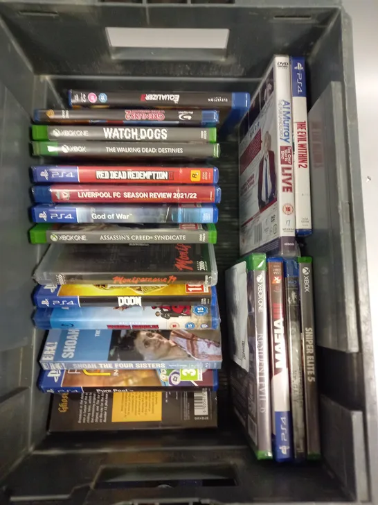 APPROXIMATELY 20 ASSORTED DVDS/VIDEO GAMES TO INCLUDE WATCH DOGS, THE EQUALIZER 3, MAFIA III ETC