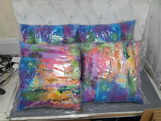 4X MULTICOLOURED THROW PILLOWS 