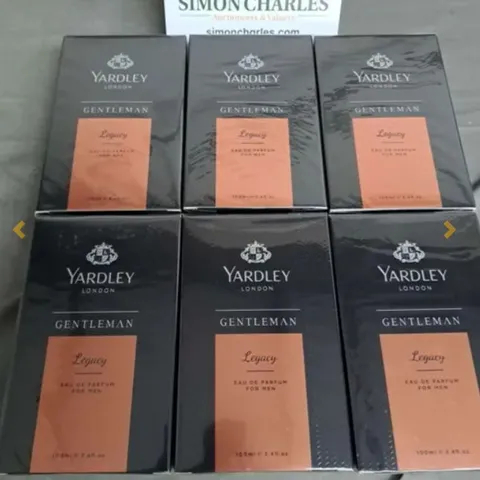 LOT OF 6 SEALED YARDLEY LONDON LEGACY 100ML EAU DE PARFUMS FOR MEN