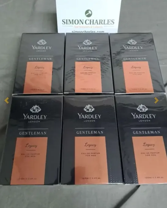 LOT OF 6 SEALED YARDLEY LONDON LEGACY 100ML EAU DE PARFUMS FOR MEN