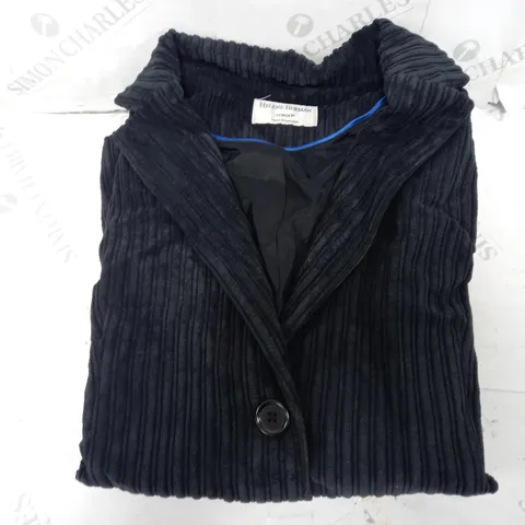 HELENE BERMAN CYNTHETIC CORDUROY BLAZER - BLACK - SIZE 18