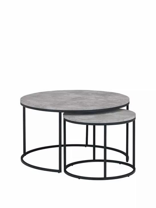 JULIAN BOWEN STATEN NESTED COFFEE TABLE - BLACK/CONCRETE RRP £139