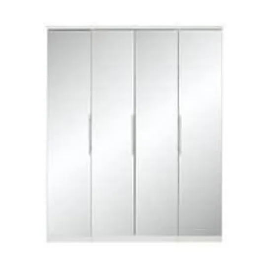 BOXED PRAGUE WHITE 4-DOOR MIRRORED WARDROBE (3 BOXES) RRP £359.99