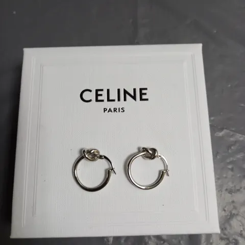 CELINE PARIS SILVER KNOT DETAIL HOOP EARRINGS