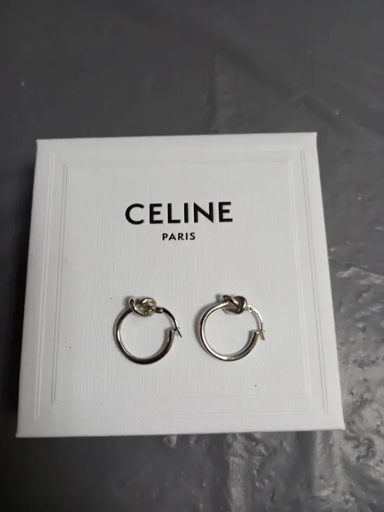 CELINE PARIS SILVER KNOT DETAIL HOOP EARRINGS