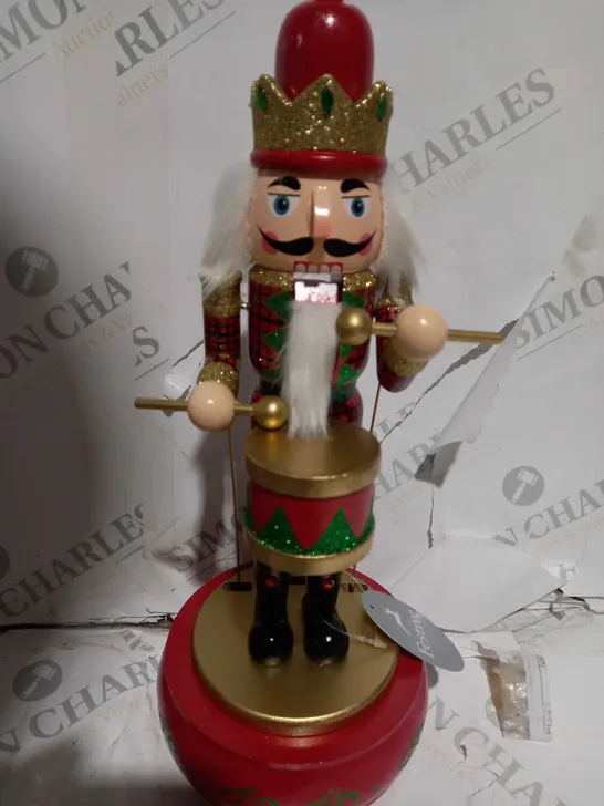 BOXED FESTIVE 32CM WOODEN ANIMATED MUSICAL NUTCRACKER