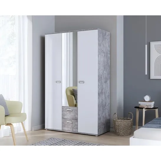 BEARUP CONCRETE OPTIC LIGHT GREY 2 DOOR MANUFACTURED WOOD WARDROBE 