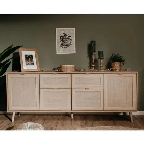 BOROX WOODEN SIDEBOARD WITH 4 DOOR IN SONOMA OAK 71X180CM (2 BOXES)