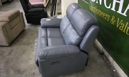 QUALITY DESIGNER 2 SEATER GREY LEATHER ELECTRIC RECLINER SOFA