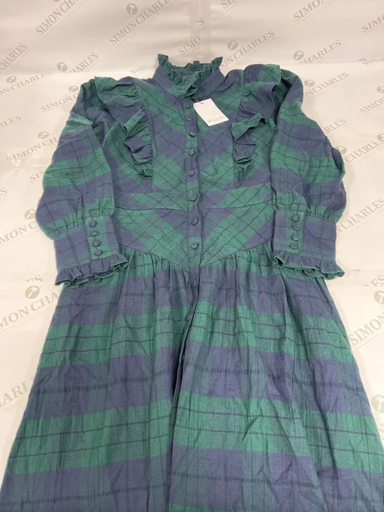 BEULAH LONDON DIANA CHECK DRESS IN GREEN AND NAVY SIZE 12