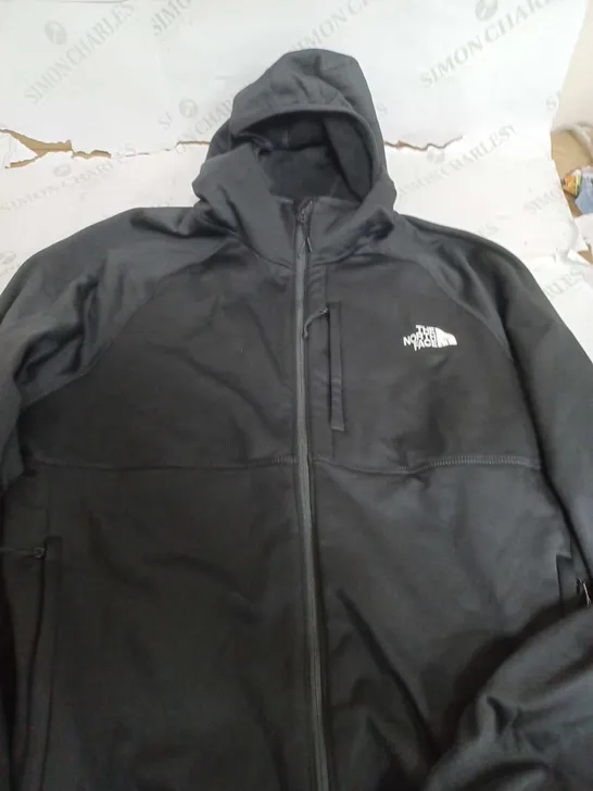 THE NORTH FACE BLACK ZIP UP JACKET WITH HOOD - XL