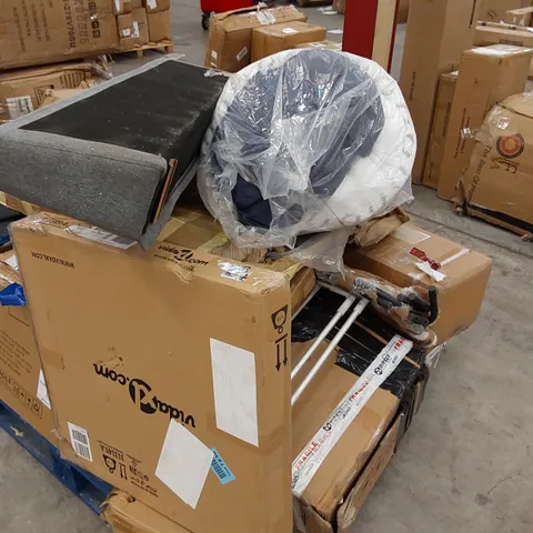 PALLET OF ASSORTED FLATPACK FURNITURE PARTS AND UPHOLSTERY ACCESSORIES