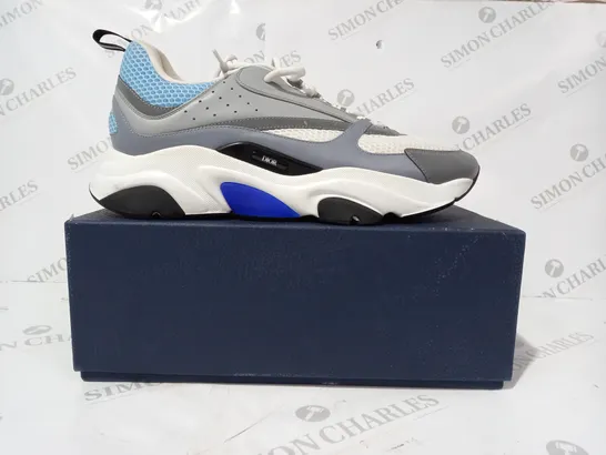 BOXED PAIR OF DIOR TRAINERS IN GREY/BLUE/WHITE EU SIZE 47