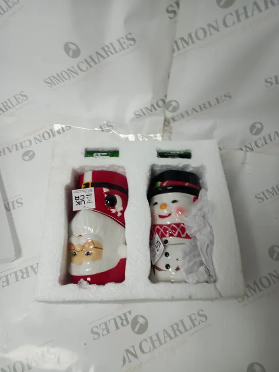 MR CHRISTMAS SET OF 2 CERAMIC CHARACTER CANDLES