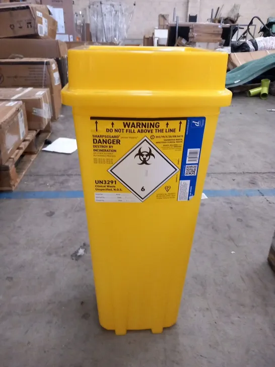 PALLET OF APPROXIMATELY 12 DANIELS SHARPSGUARD YELLOW THEATRE HAZARDOUS WASTE BINS