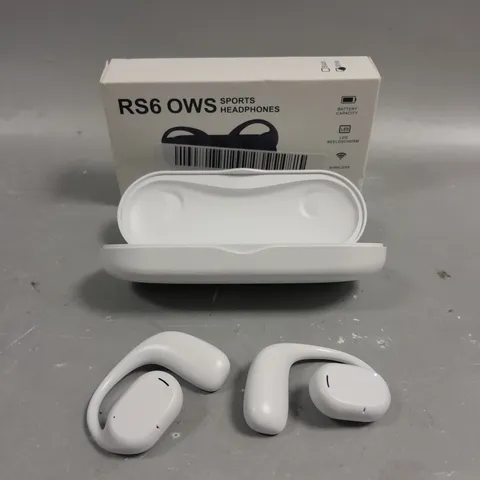 BOXED RS6 OWS WIRELESS SPORTS EARPHONES IN WHITE	