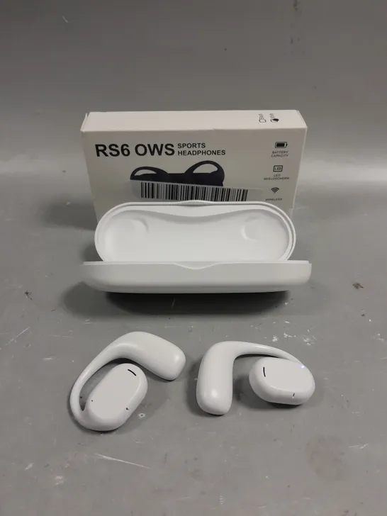 BOXED RS6 OWS WIRELESS SPORTS EARPHONES IN WHITE	